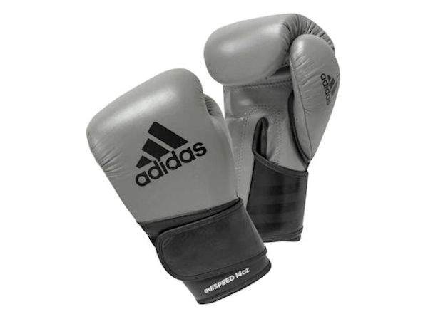 Adidas Boxing Pro Range Adispeed Leather Gloves Velcro Grey